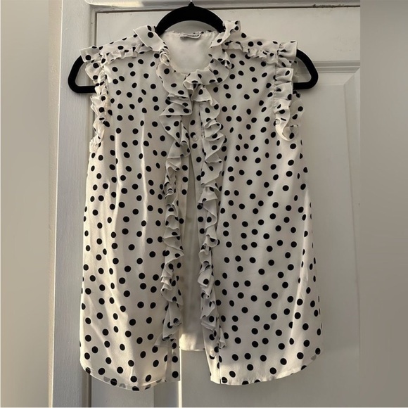 Dolce & Gabbana Ruffled Bib Collar Blouse in White and Black - Picture 1 of 14